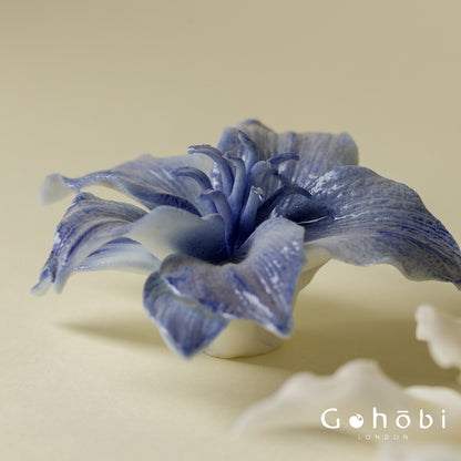 Gohobi Handmade Floral Incense Holder 003 - Blue and White Lilly
