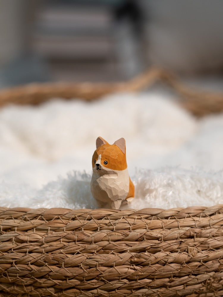 Gohobi Handcrafted Wooden Corgi Dog Ornament