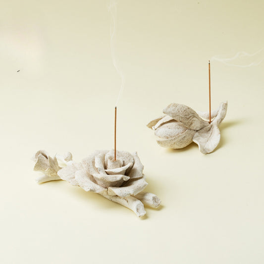 Gohobi Handmade Flower Incense Burner – Coarse Pottery Zen Thread Incense Holder