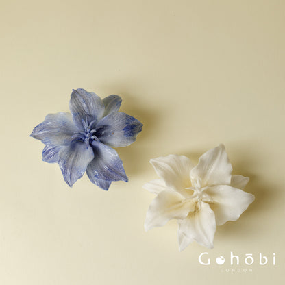 Gohobi Handmade Floral Incense Holder 003 - Blue and White Lilly