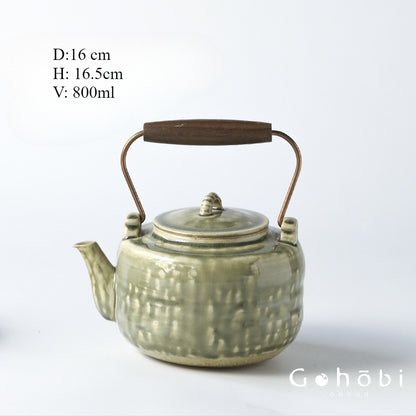 Gohobi Flowing Gold Autumn Sunset Dual-Purpose Teapot – Pure Handmade Ceramic Pot