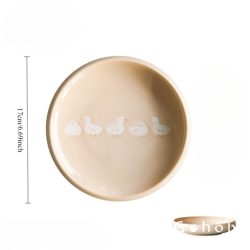 Gohobi White Duck Deep Plate – Cute Ceramic Curry and Dinner Plate [Made in Japan]