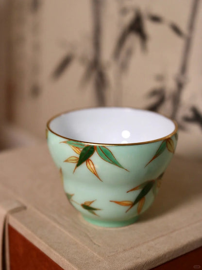 [清和堂 x Gohobi Gallery] Hand-painted Bamboo Leaf Pattern Tea Cup