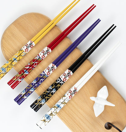 Gohobi A Set of 5 Pairs of Swan Wooden Chopsticks and Rests