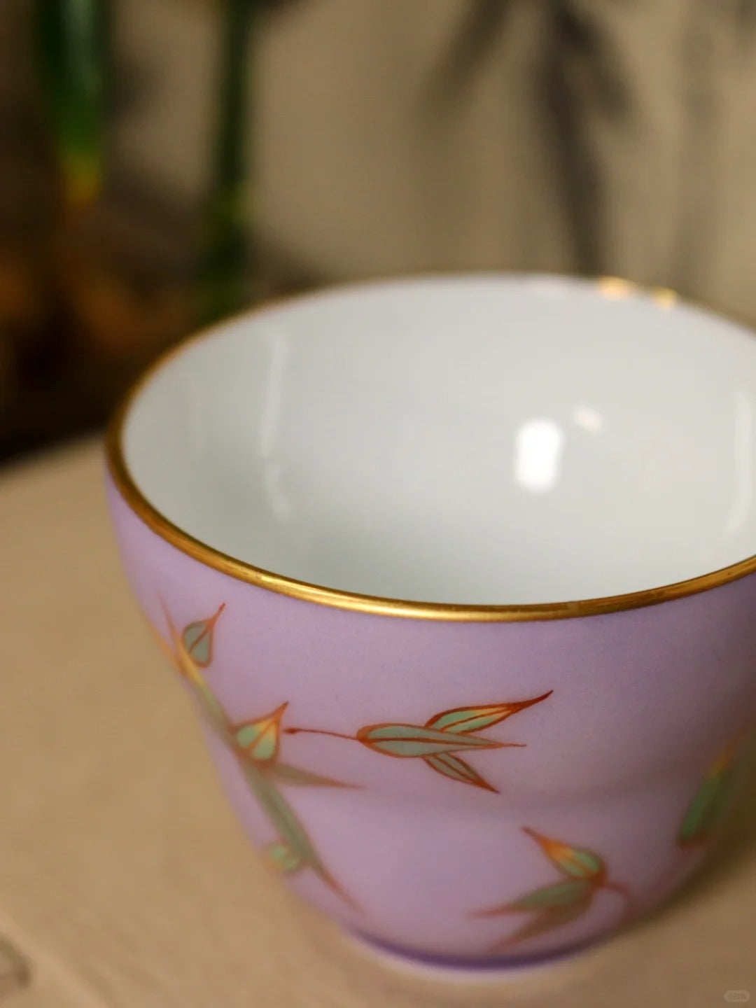 [清和堂 x Gohobi Gallery] Hand-painted Bamboo Leaf Pattern Tea Cup