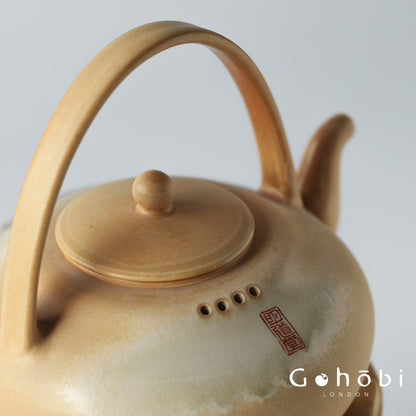 Gohobi Firewood-Style Mini Stove Teapot – Hand-Painted Landscape Charcoal Tea Pot