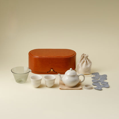 Gohobi Rustic Ash Glaze Travel Tea Set