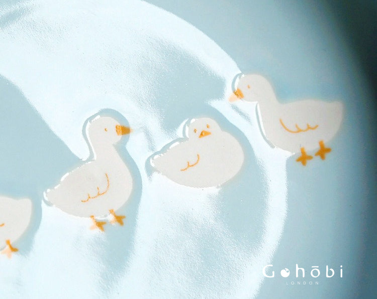 Gohobi White Duck Deep Plate – Cute Ceramic Curry and Dinner Plate [Made in Japan]