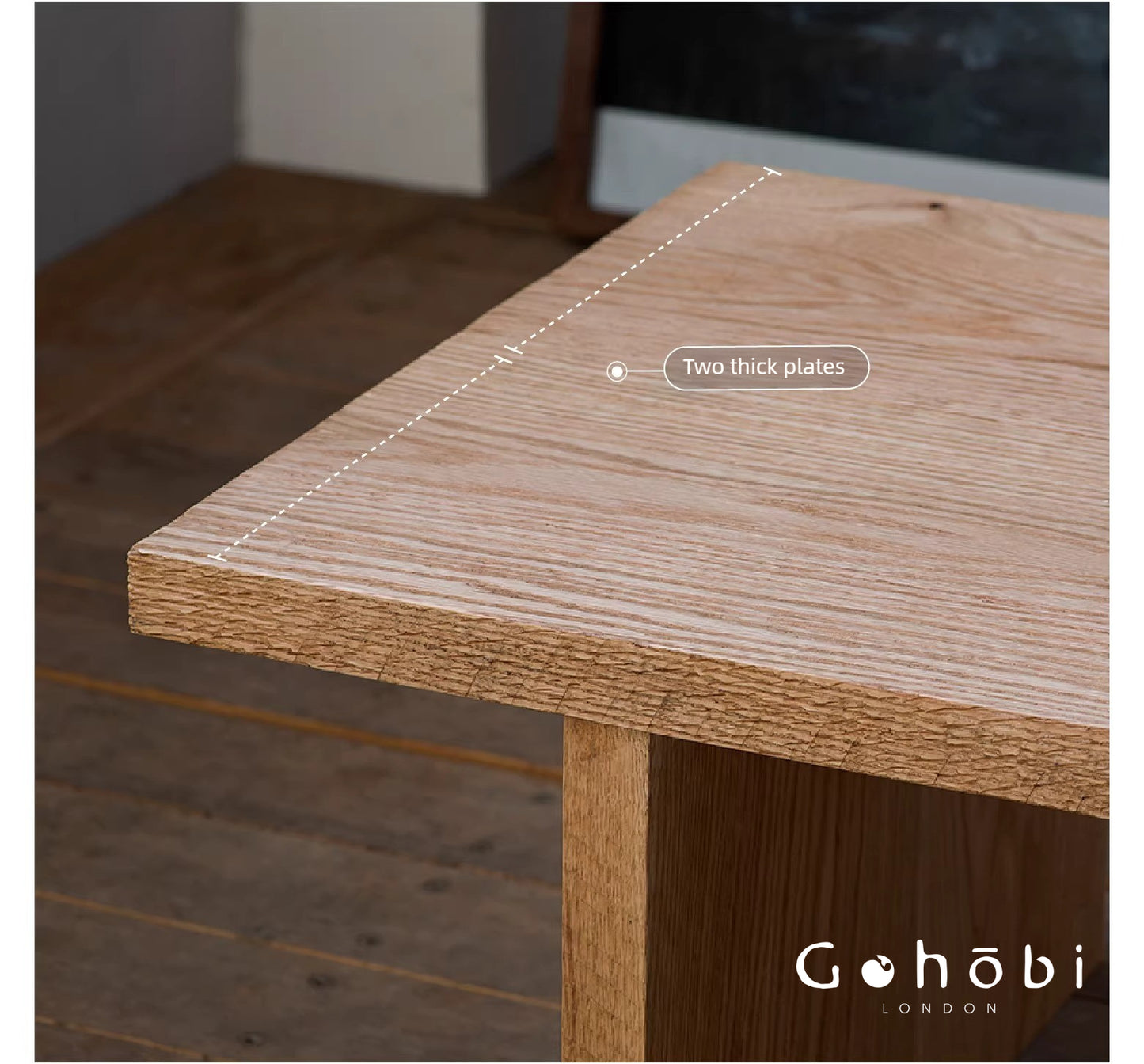 Gohobi Handmade Solid Wood Coffee Table – Japanese Modern Minimalist Tea Table for Living Room | FSC Certified Furniture