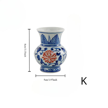 Gohobi Hand-painted Blue and White Porcelain Vase (Red Flowers)