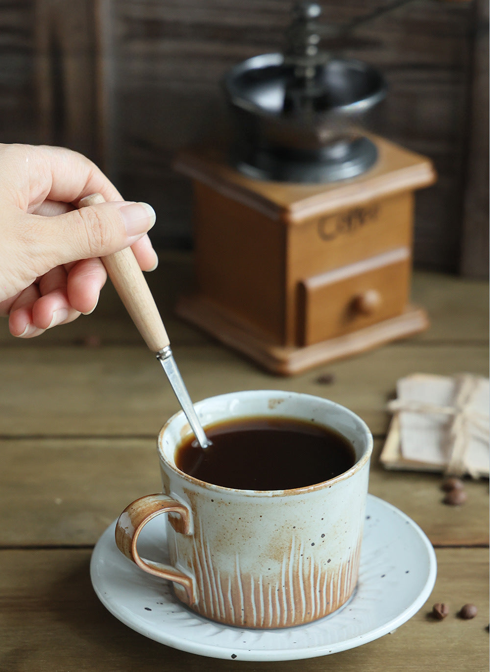 Gohobi Handmade Glaze-changed Japanese Stoneware Coffee Mug and Saucer Set