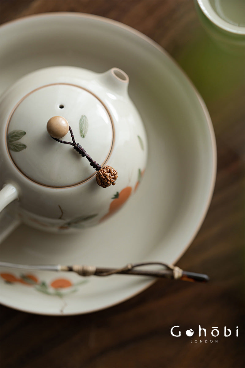 Gohobi Persimmon Ruyi Teapot Knot Pendant – Decorative Hanging Tea Ceremony Ornament