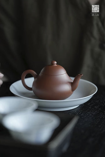 [賦山敘 x Gohobi] Handmade Chaozhou-Style Yixing Zhuni Red Zisha Clay Teapot – Original Ore Small Pear Shape Zisha Gongfu Teapot