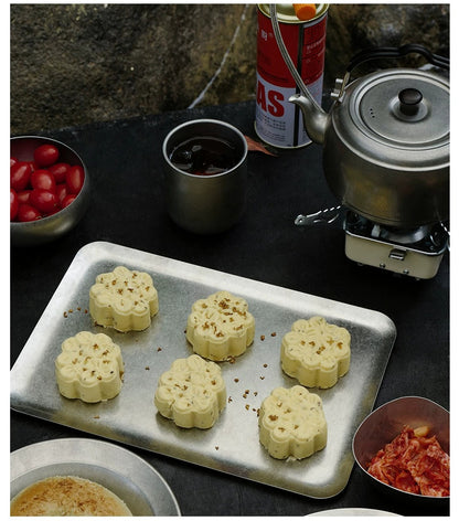 Gohobi Japanese-Style Distressed 304 Stainless Steel Serving Tray