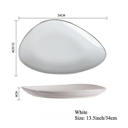 Gohobi Japanese Kiln-Glazed Irregular Oval Plate