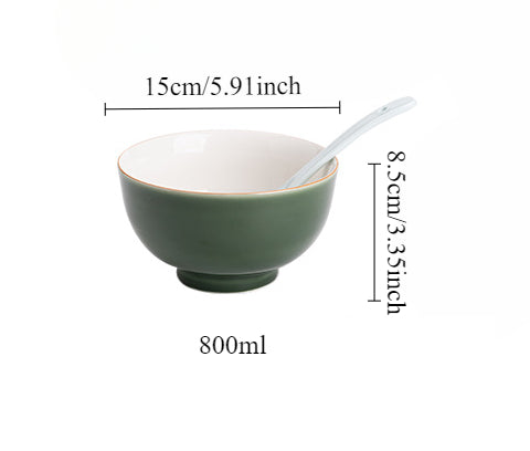 Gohobi Japanese Style Ice Grey and Green Bowl