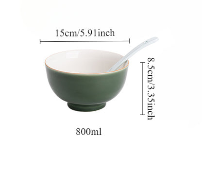 Gohobi Japanese Style Ice Grey and Green Bowl