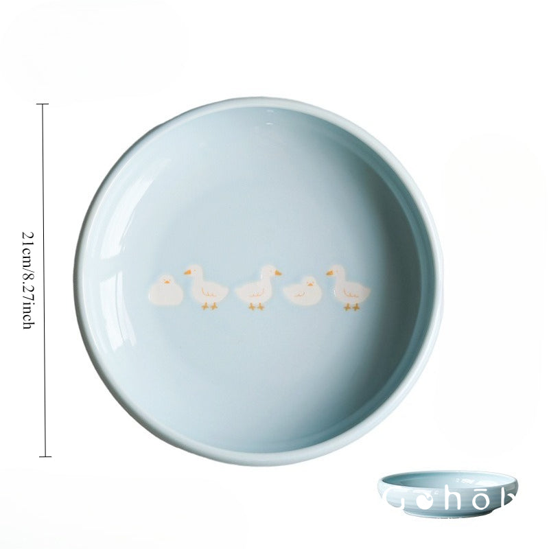 Gohobi White Duck Deep Plate – Cute Ceramic Curry and Dinner Plate [Made in Japan]