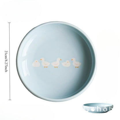 Gohobi White Duck Deep Plate – Cute Ceramic Curry and Dinner Plate [Made in Japan]