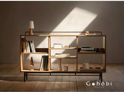 Gohobi Nordic Cherry Wood Solid Wood Bookcase – Handmade Storage Cabinet for Living Room or Study | FSC Certified Furniture