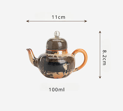 Gohobi Handmade Black Ink Hand-painted Cat Teapot 004