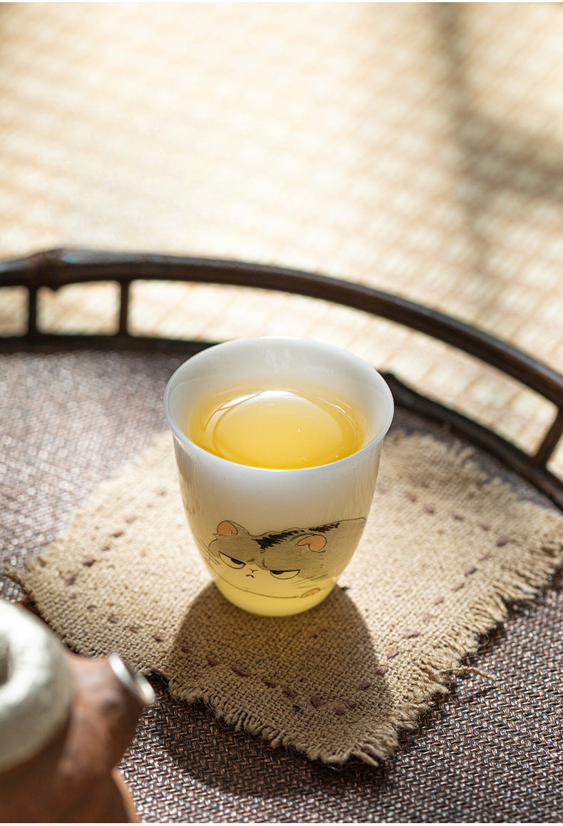 Gohobi White Jade Clay Chinese Zodiac Gongfu Tea Cup – Personal Ceramic Master Cup for Home Use and Gift