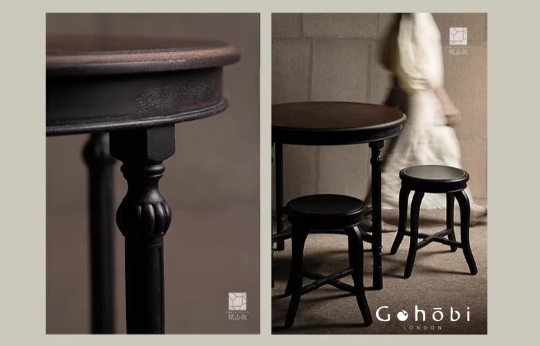 [賦山敘 x Gohobi] Gohobi Wabi-Sabi Teak Wood Tea Table – Round Solid Wood Tea Table