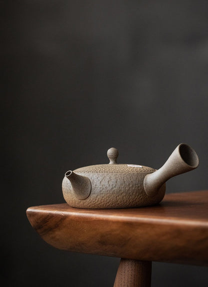 Gohobi Japanese Tokoraki Jade Glaze Side Handle Teapot – Retro Handmade Kyusu Tea Pot Coarse Pottery |Made in Japan