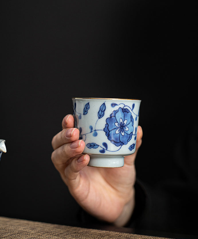Gohobi Blue and White Twining Lotus Fu Gui Cup