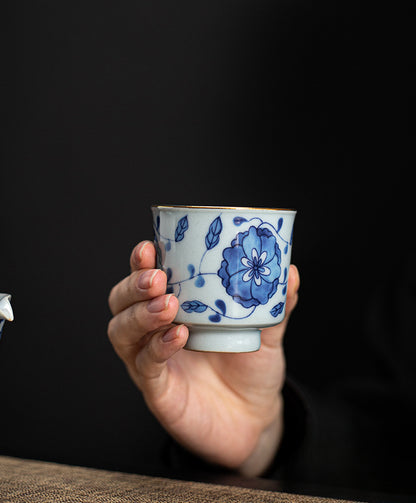 Gohobi Blue and White Twining Lotus Fu Gui Cup