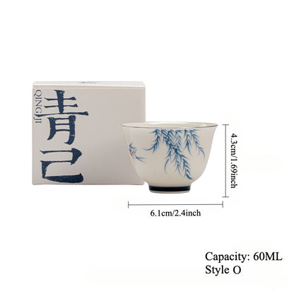 Gohobi Hand-Painted Blue-and-White Thin-Walled Teacup