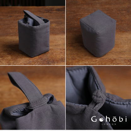 Gohobi Classic Travel Teaware Bag – Plain Cotton Tea Set Storage & Outdoor Carry Case