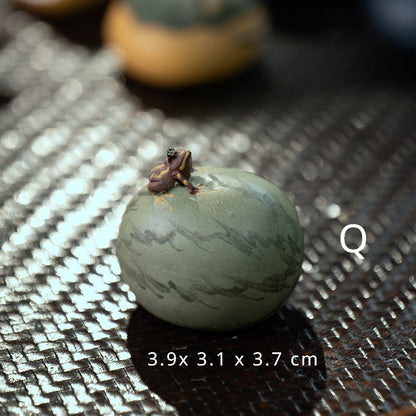 Yixing Purple Sand Spray Pastèque Thé Pet Fait Main Grenouille, Citrouille, Graines de Lotus, Citron, Fève Service à Thé, Sculpture En Gros