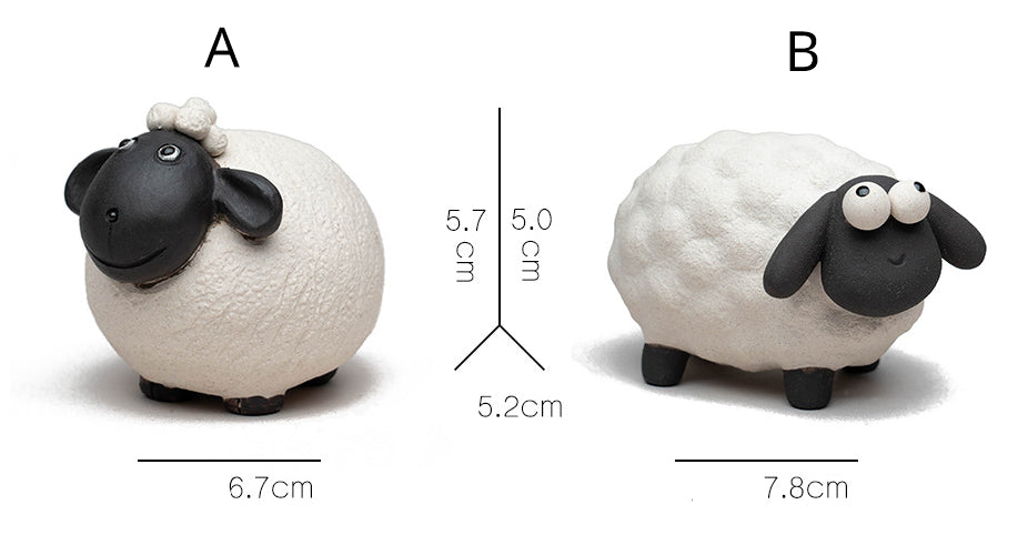 Gohobi Handmade Ceramic YiXing Clay White and Black Sheep Ornament Tea pet