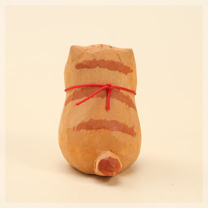 Gohobi Handcrafted Large Wooden Orange Cat Ornament