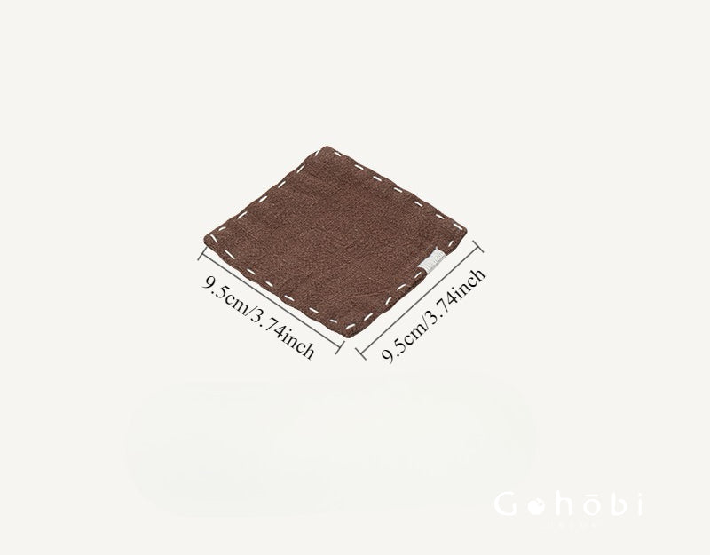 Gohobi Japanese Style Ramie Embroidered Coaster – Handmade Fabric Tea Cup Mat
