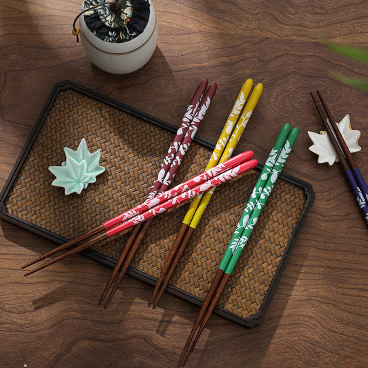 Gohobi A Set of 5 Pairs of Wooden Chopsticks and Rests
