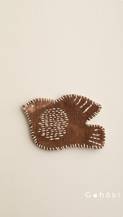 Gohobi Handmade Embroidered Bird Coaster – Fabric Teacup Heat Insulation Mat