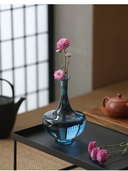 Gohobi Classic Large Blue Glass Vase