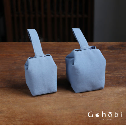Gohobi Classic Travel Teaware Bag – Plain Cotton Tea Set Storage & Outdoor Carry Case