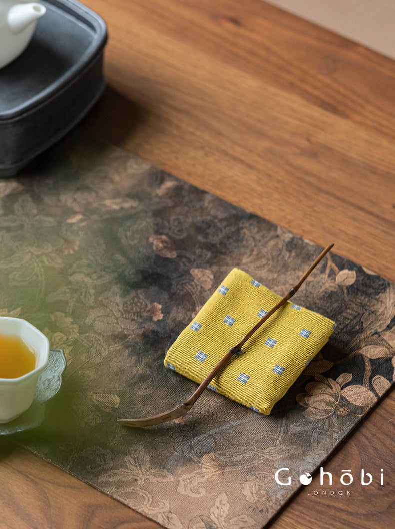 Gohobi Cotton Linen Tea Towel – Japanese Style Absorbent Tea Cloth for Tea Ceremony