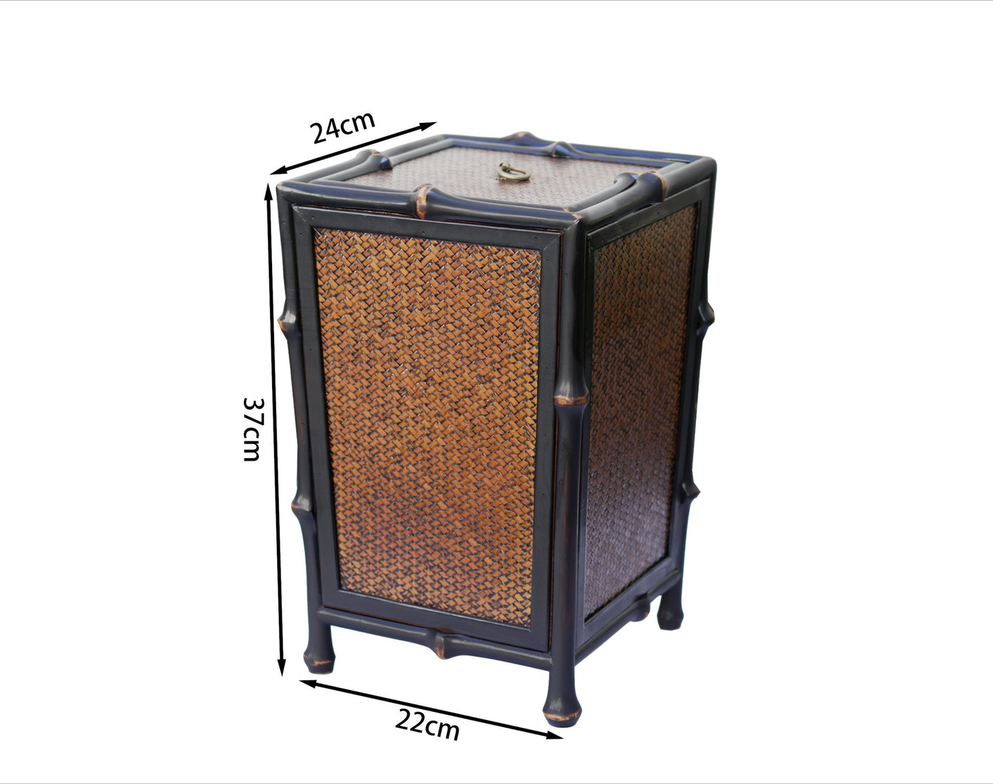 Gohobi Handmade Black Bamboo Waste Basket with Lid – Chinese Style Bamboo Trash Can for Living Room or Study