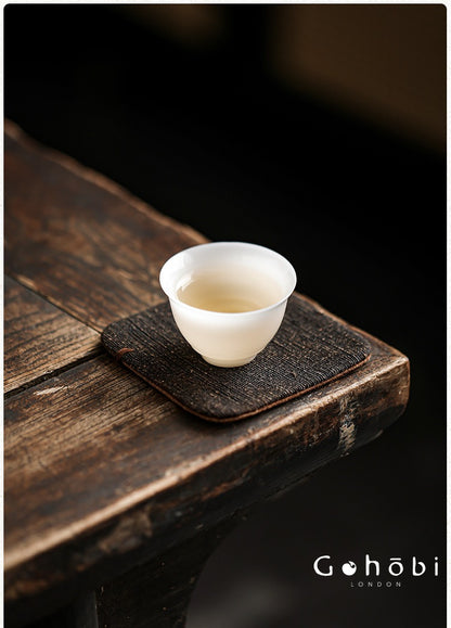 Gohobi Xiangyun Silk Tea Coaster – Handmade Tussah Silk Square Tea Mat Heat Insulation Pad