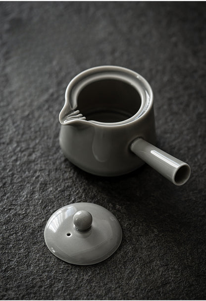 Gohobi Handmade Ice Grey Side Holder Teapot