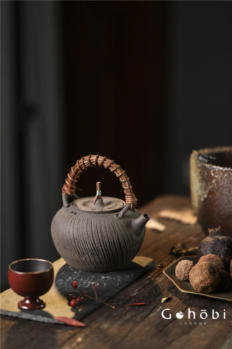 Gohobi Purple Sand Japanese-Style Teapot – Charcoal Stove Aesthetic Kung Fu Tea Brewer (600ml)