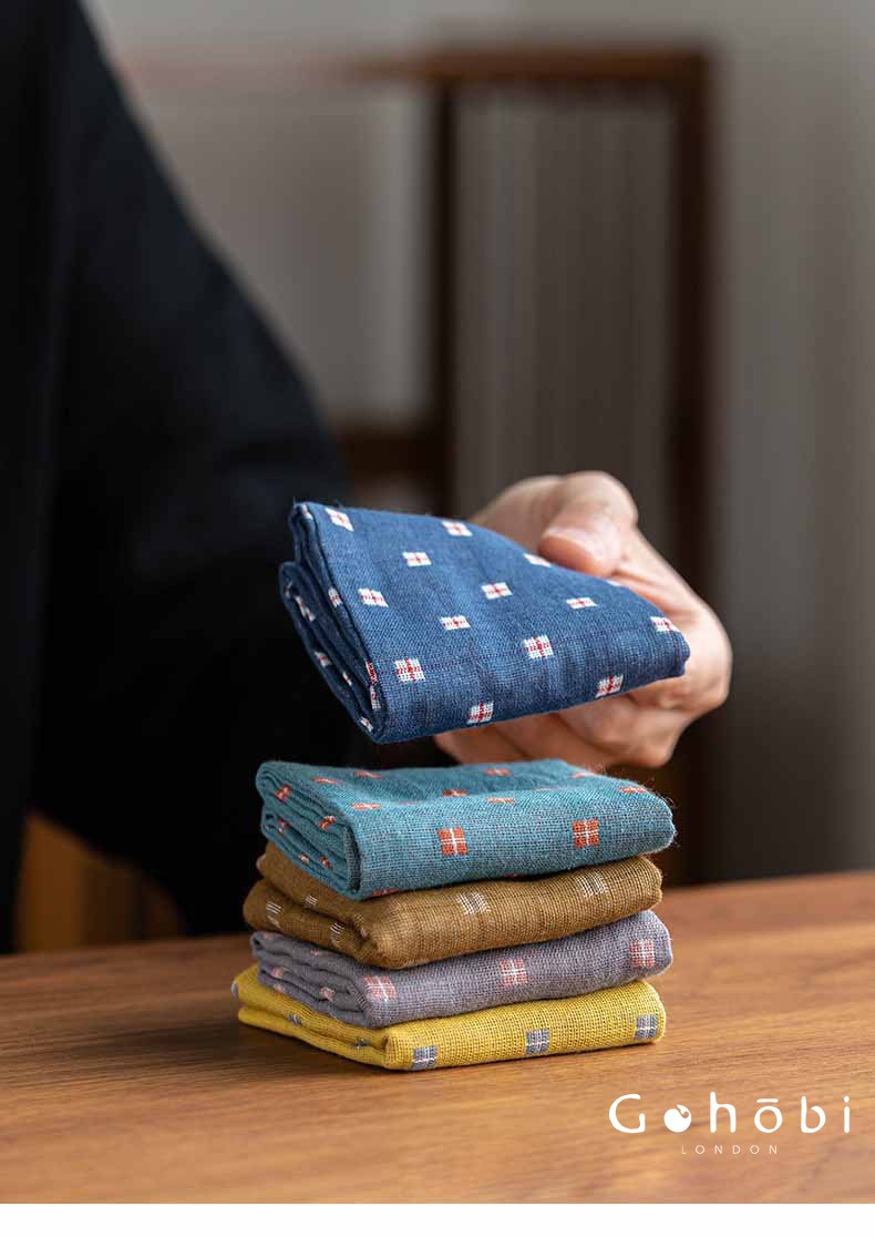 Gohobi Cotton Linen Tea Towel – Japanese Style Absorbent Tea Cloth for Tea Ceremony