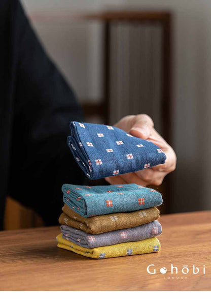 Gohobi Cotton Linen Tea Towel – Japanese Style Absorbent Tea Cloth for Tea Ceremony