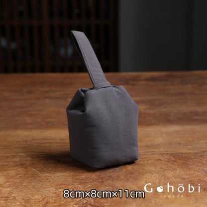 Gohobi Classic Travel Teaware Bag – Plain Cotton Tea Set Storage & Outdoor Carry Case