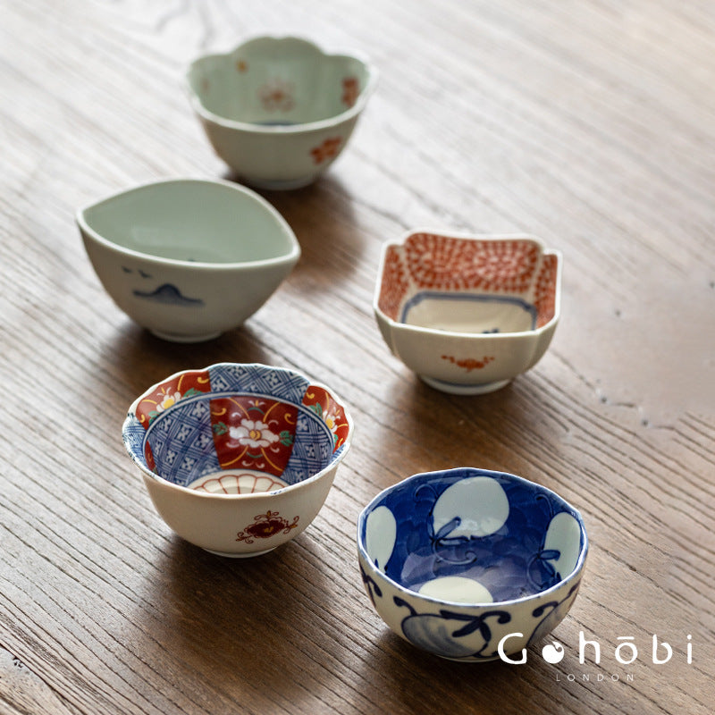Gohobi Japanese Hosami Yaki Blue & White Small Bowl Set [Made in Japan] – Six-Piece Gift Box