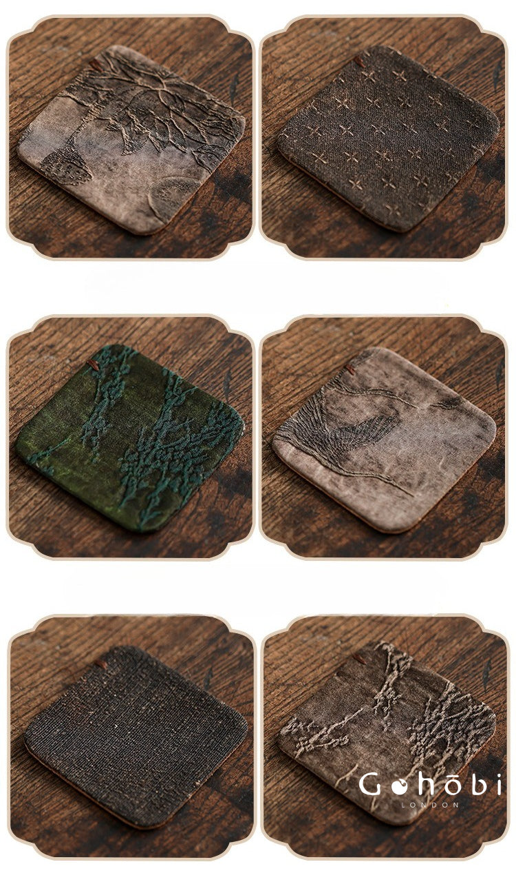 Gohobi Xiangyun Silk Tea Coaster – Handmade Tussah Silk Square Tea Mat Heat Insulation Pad